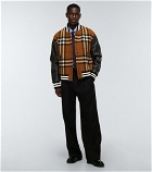Burberry - Checked wool and leather bomber jacket