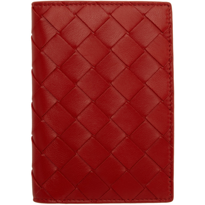 Bottega Veneta Red Intrecciato Bifold Passport Holder Bottega Veneta