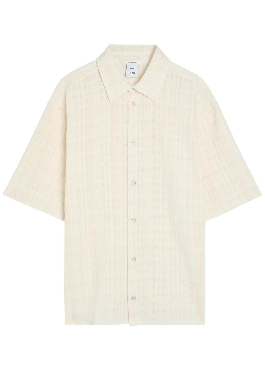 Won Hundred Daniel Checked Cotton-blend Shirt Cream
