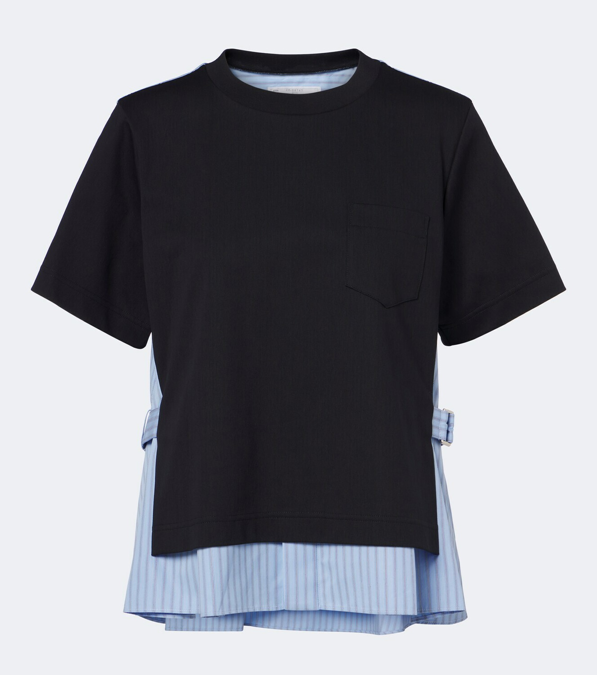 Sacai Layered cotton jersey and poplin top