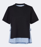 Sacai Layered cotton jersey and poplin top
