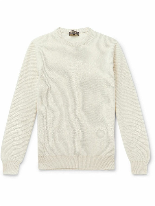 Photo: Loro Piana - Girocollo Riverside Garment-Dyed Ribbed Cashmere Sweater - Neutrals