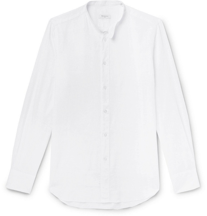 Photo: Boglioli - Slim-Fit Grandad-Collar Linen and Cotton-Blend Shirt - White