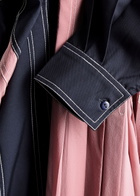 Lovebirds Colour-blocked Silk and Twill Midi Shirt Dress Navy