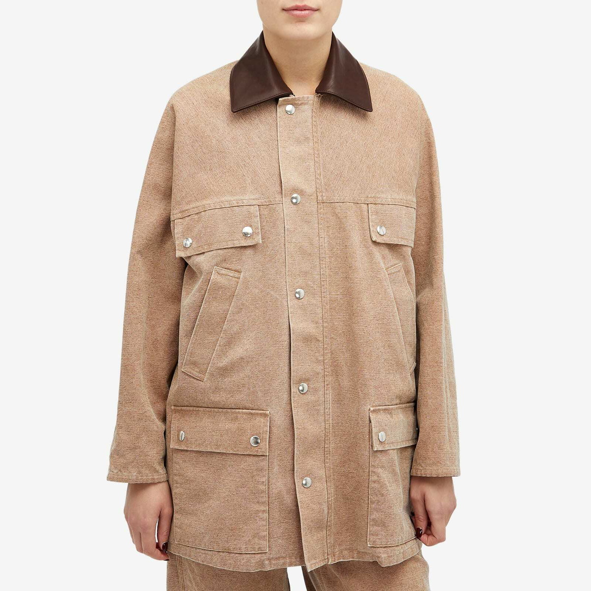 Auralee Women's Washed Organic Canvas Rain Coat in Light Auralee Women's Washed Organic Canvas Rain Coat in Light