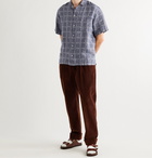 JW Anderson - Camp-Collar Logo-Jacquard Linen Shirt - Blue