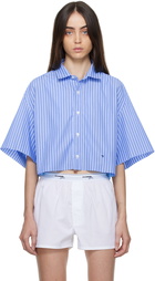 HommeGirls Blue Oversized Cropped Shirt