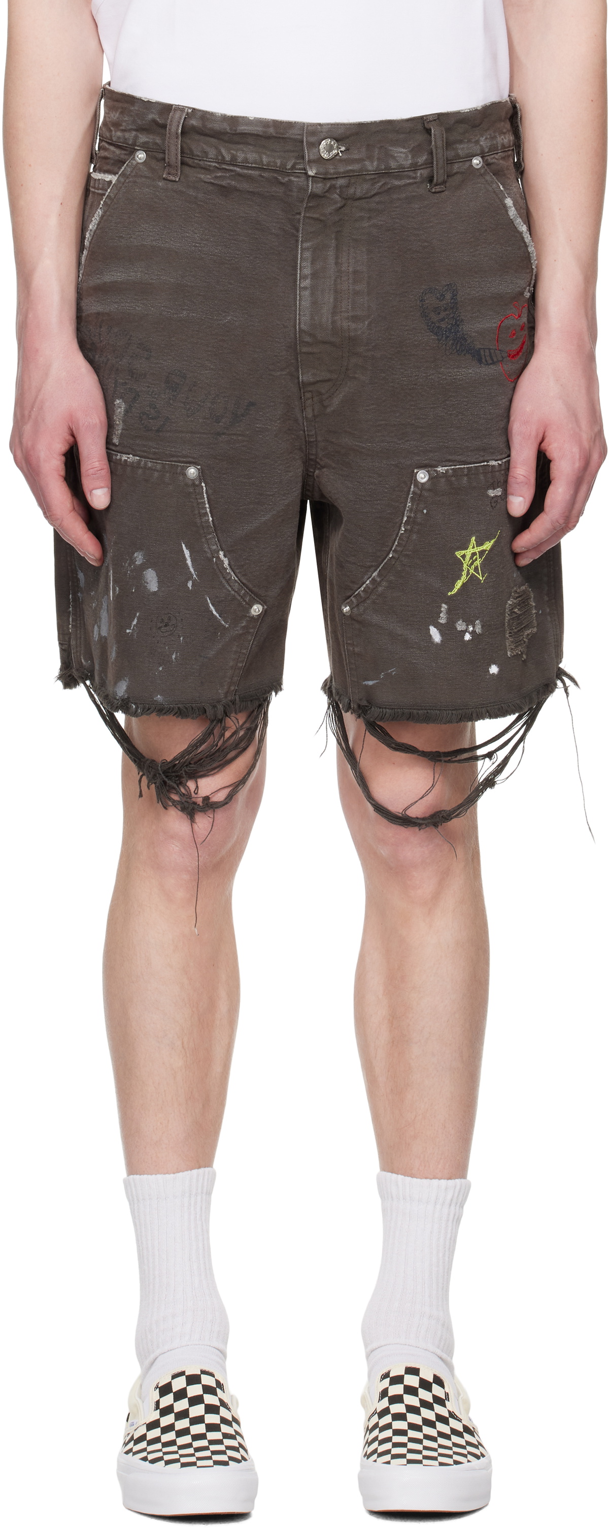 PALY Brown 'This Guy's' Double Knee Shorts