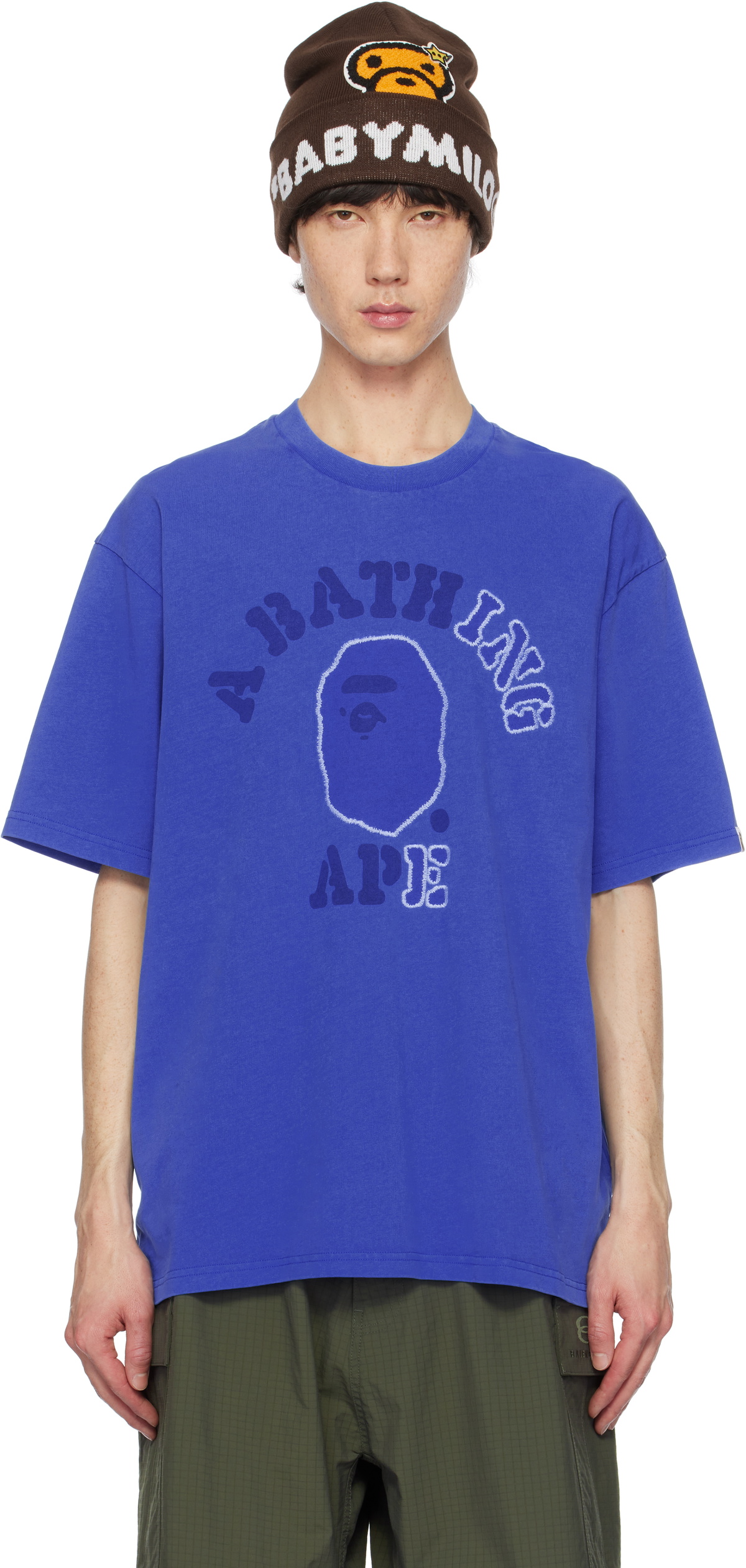 BAPE Blue Garment Dye College Relaxed Fit T-shirt A Bathing Ape