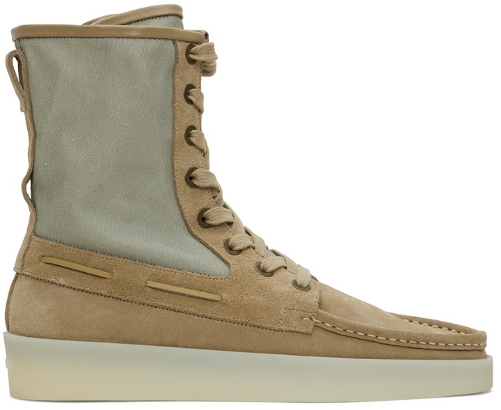 Photo: Fear of God Taupe & Green Boat Boots