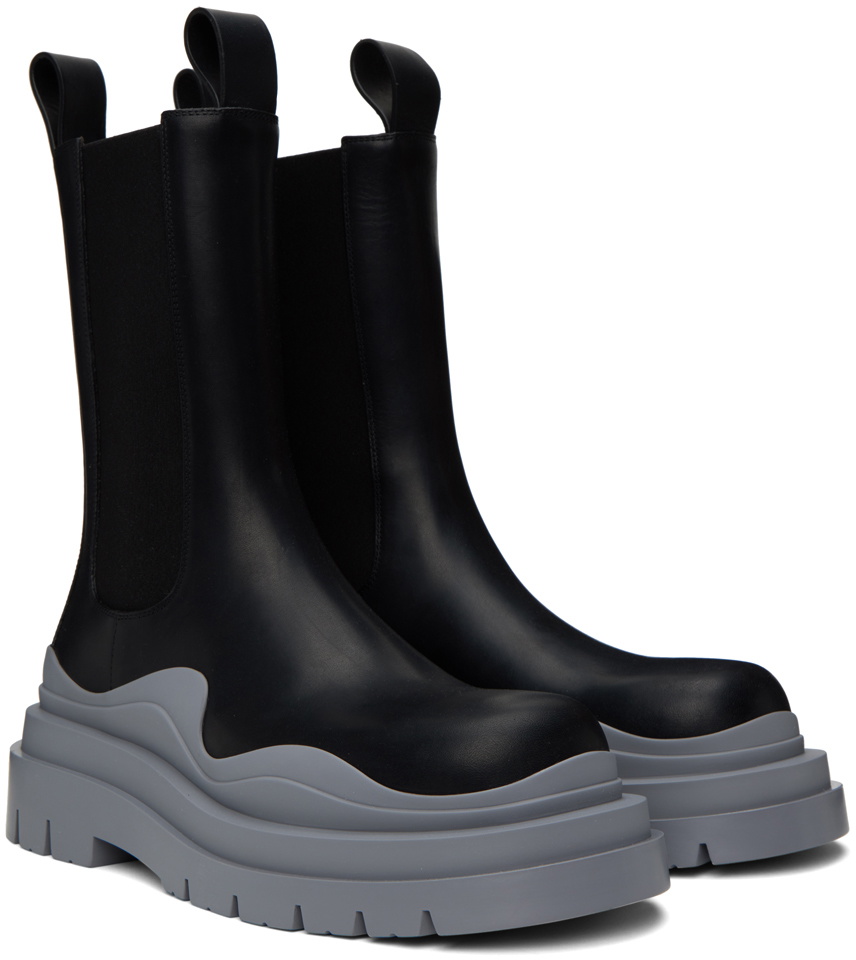 Bottega Veneta Black & Gray Tire Chelsea Boots Bottega Veneta