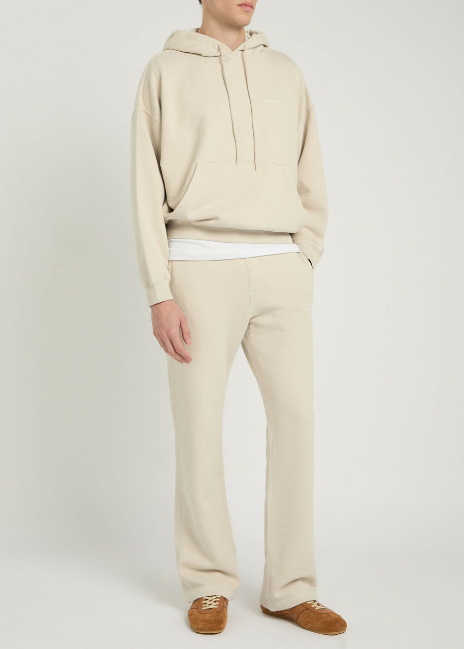 Cole Buxton Logo-embroidered Hooded Cotton-blend Sweatshirt Sand