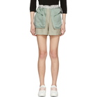 Valentino Grey and Green Silk Hammered Shorts