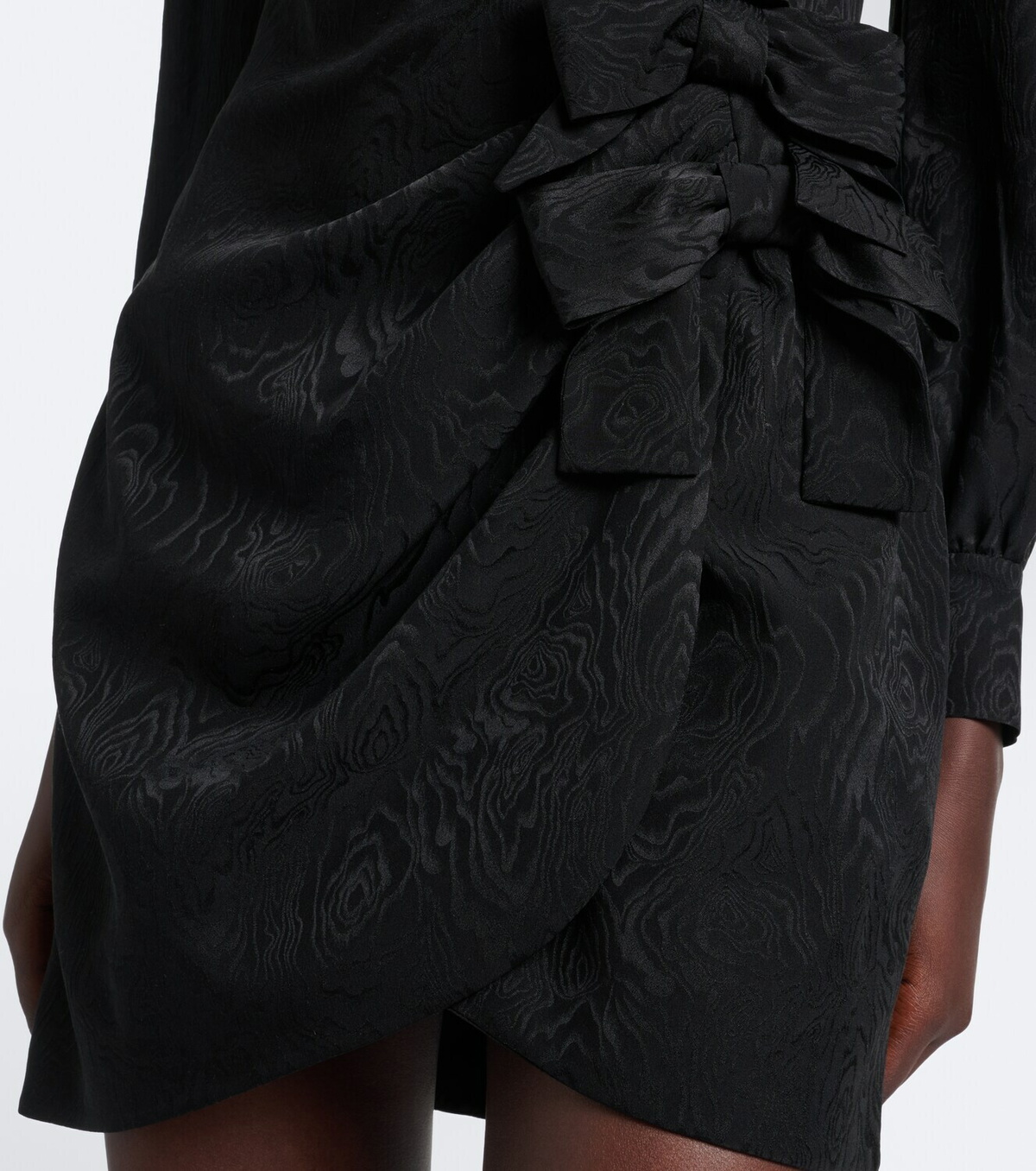 Alessandra Rich Bow-detail ruffled silk moiré minidress