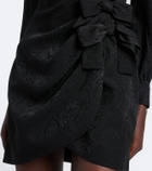 Alessandra Rich Bow-detail ruffled silk moiré minidress