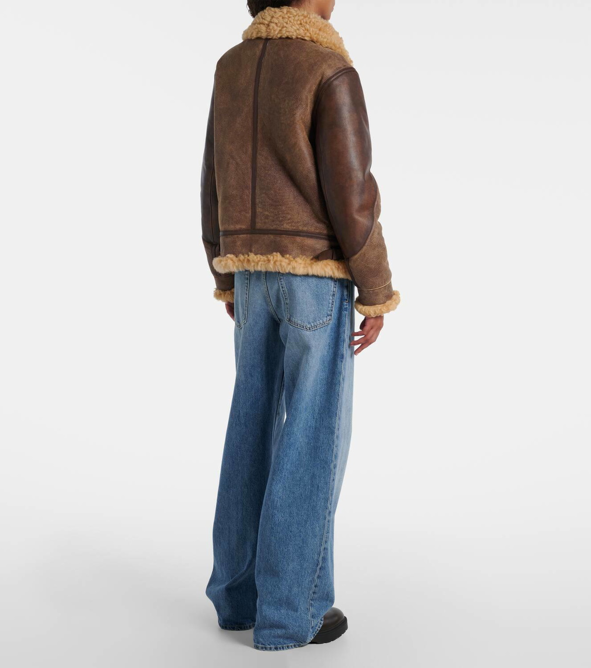Ralph Lauren Collection Shearling-trimmed leather jacket