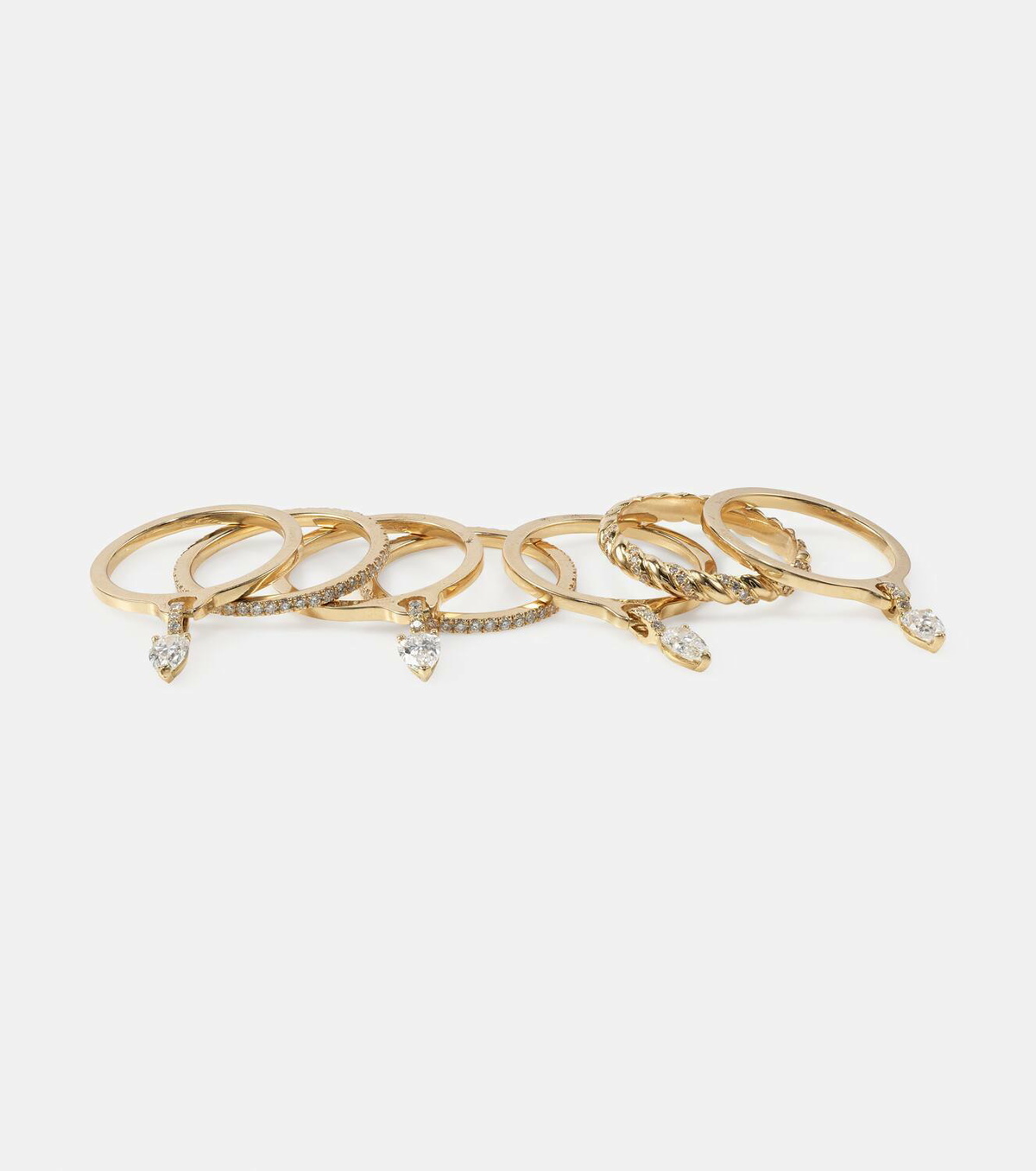 Rainbow K Drop Alliances 18kt gold rings with diamonds