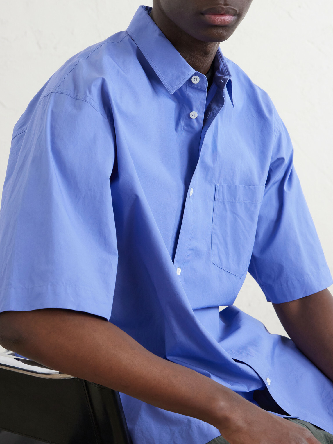 ATON - Cotton-Poplin Shirt - Blue