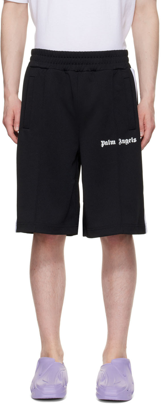 Palm Angels logo-waistband tailored shorts - Black