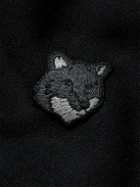 Maison Kitsuné - Logo-Appliquéd Cotton-Jersey Hoodie - Black