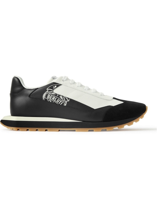 Photo: Berluti - Logo-Print Venezia Leather, Suede and Nylon Sneakers - Black