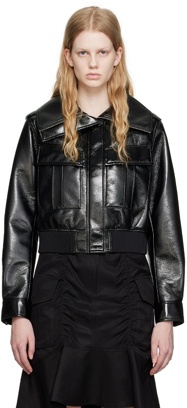 Photo: LVIR Black Glossed Faux-Leather Jacket