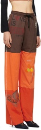 Marine Serre Brown & Orange Regenerated Lounge Pants