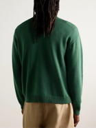 BODE - Floret Embroidered Wool Half-Zip Sweater - Green