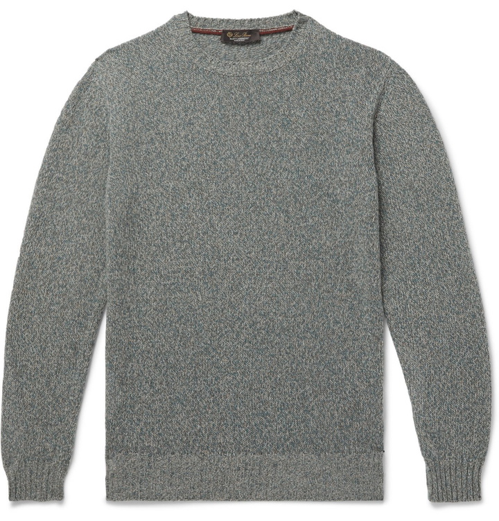 Photo: Loro Piana - Slim-Fit Mélange Baby Cashmere Sweater - Blue