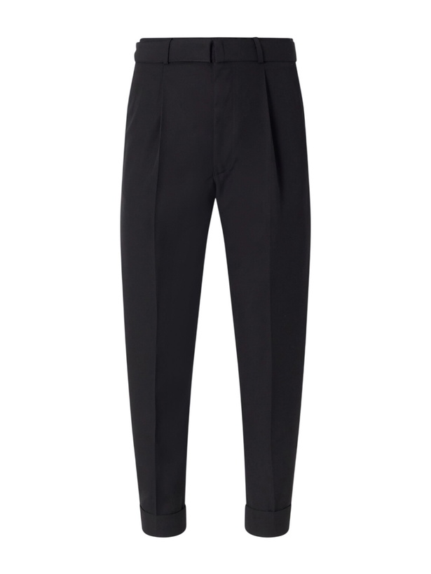Photo: Officine Générale - Hugo Tapered Pleated Belted Virgin Wool-Hopsack Trousers - Black