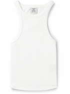 VETEMENTS - Logo-Embroidered Ribbed Stretch-Cotton Tank Top - White