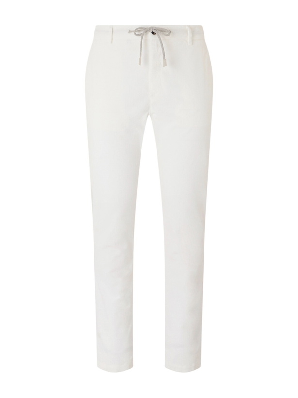 Photo: Eleventy - Straight-Leg Cotton-Blend Corduroy Drawstring Trousers - White