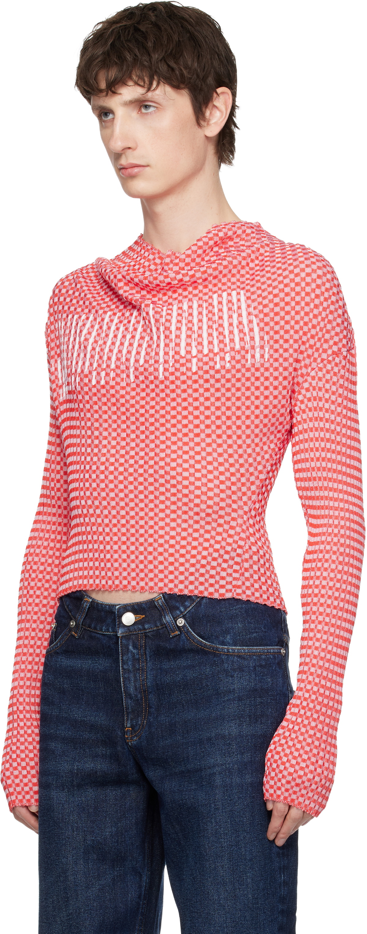 Jean Paul Gaultier Red 'The Gingham' Turtleneck