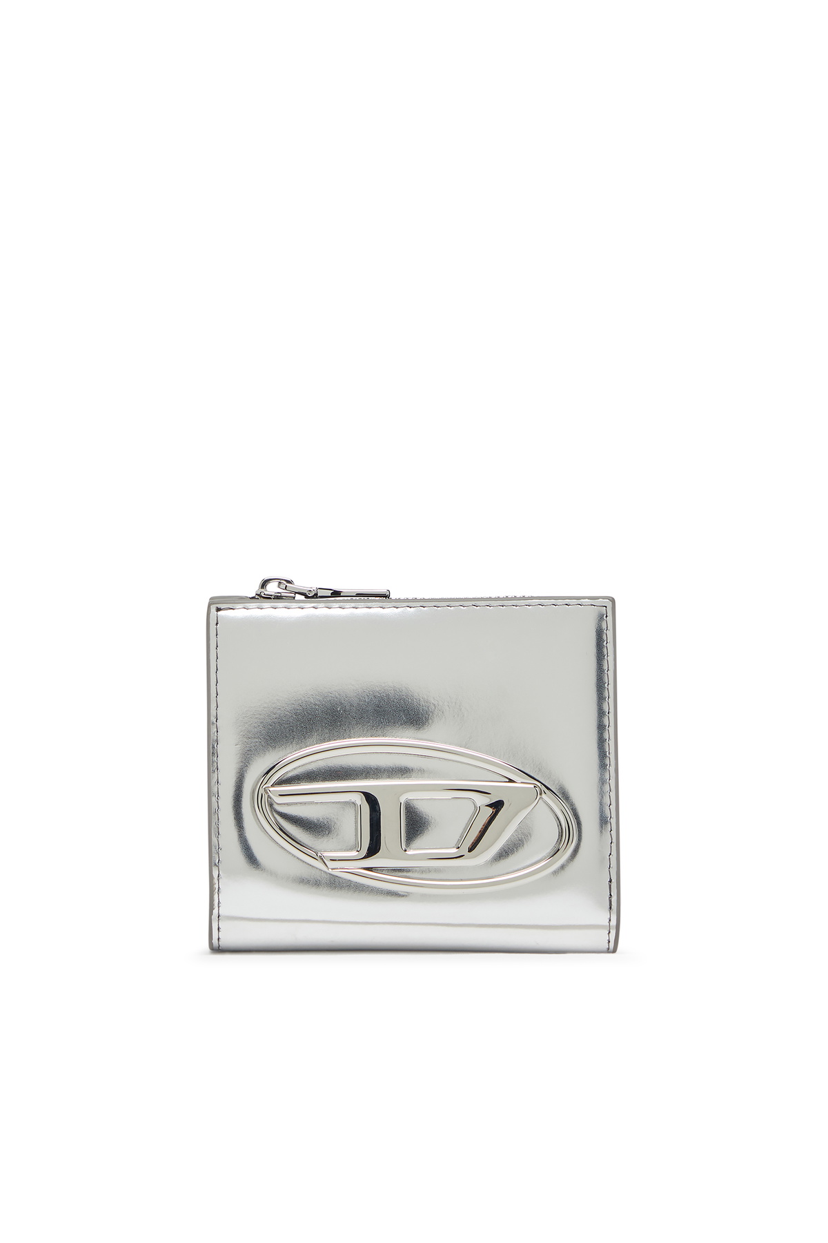Diesel Bi-fold card holder in mirrored leather - Bijoux and Gadgets Womens in Silver