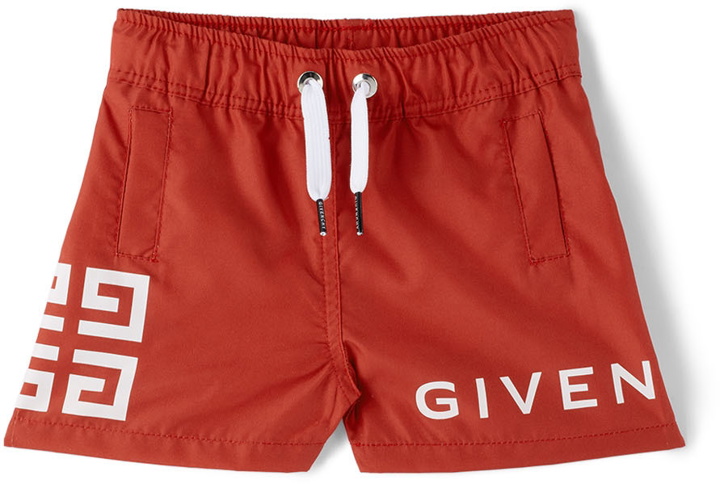 Photo: Givenchy Baby Red Logo Swim Shorts