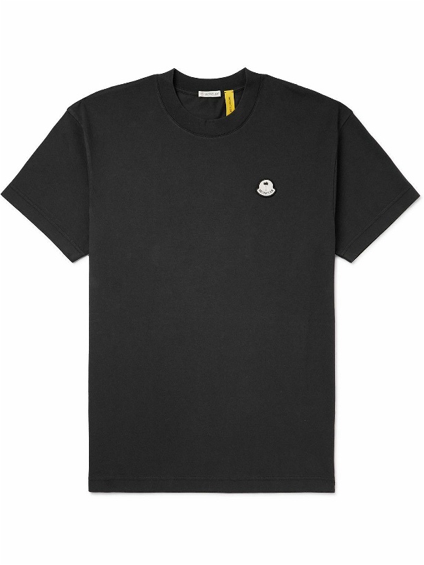 Photo: Moncler Genius - Palm Angels Logo-Appliquéd Cotton-Jersey T-Shirt - Black