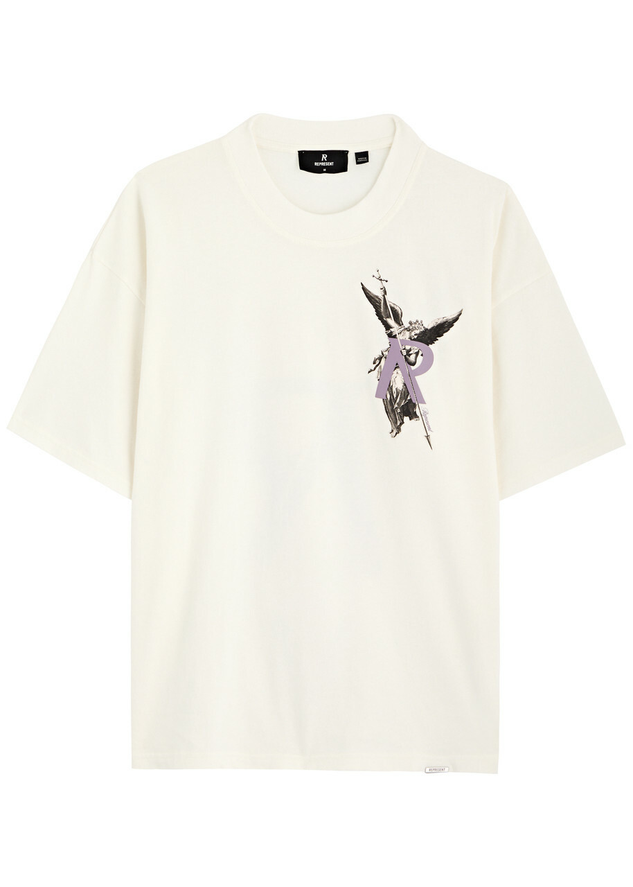 Represent Archangel Printed Cotton T-shirt White Represent