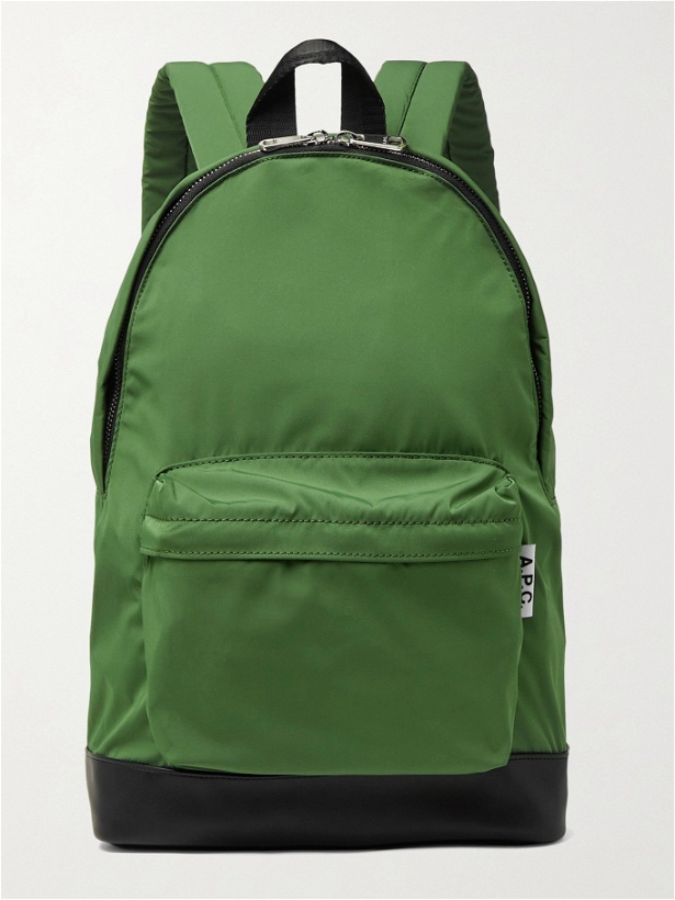 Photo: A.P.C. - Leather-Trimmed Nylon Backpack - Green