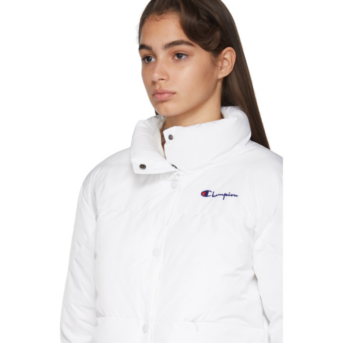 Champion Reverse Weave White Back Script Puffer Jacket Champion Reverse Weave