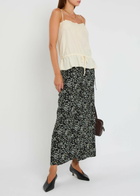 Reformation Opal Floral-print Crepe Midi Wrap Skirt Black