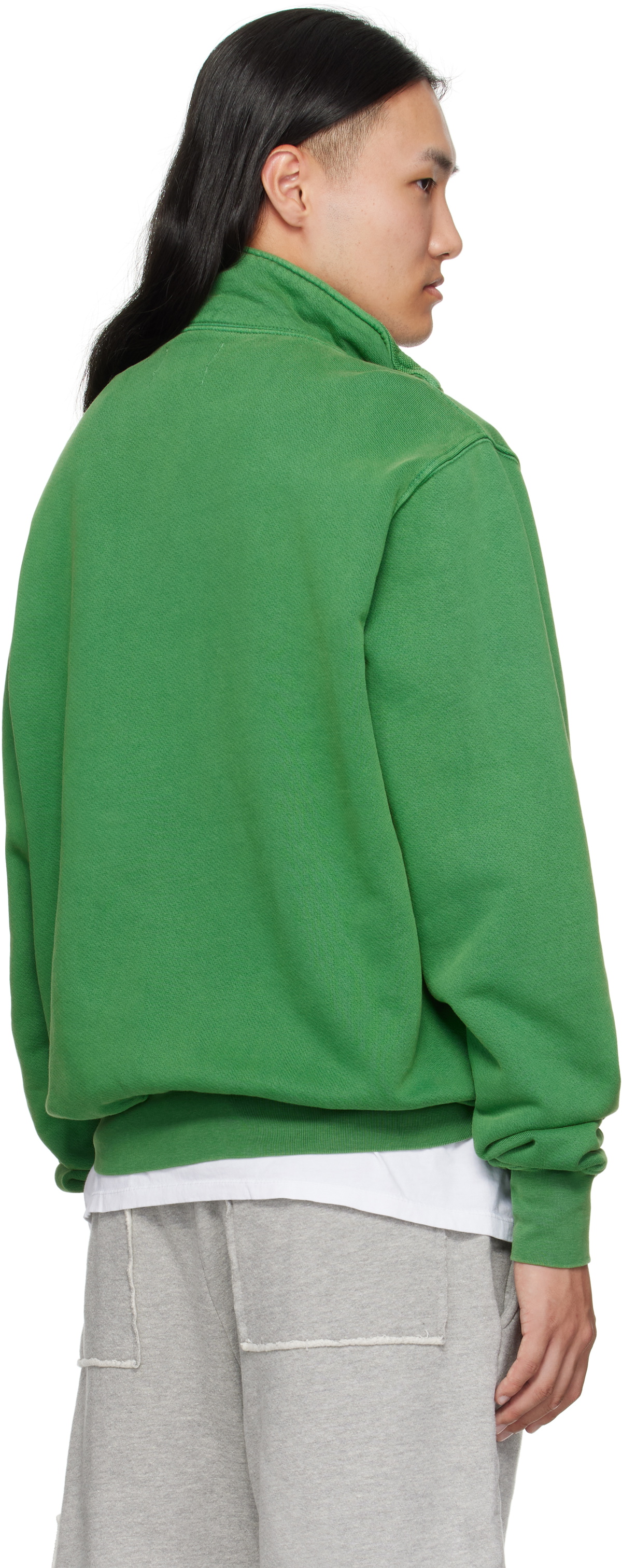 Les Tien Green Heavyweight Banded Yacht Sweatshirt