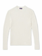 Ralph Lauren Purple label - Slim-Fit Ribbed Mulberry Silk and Linen-Blend Sweater - White