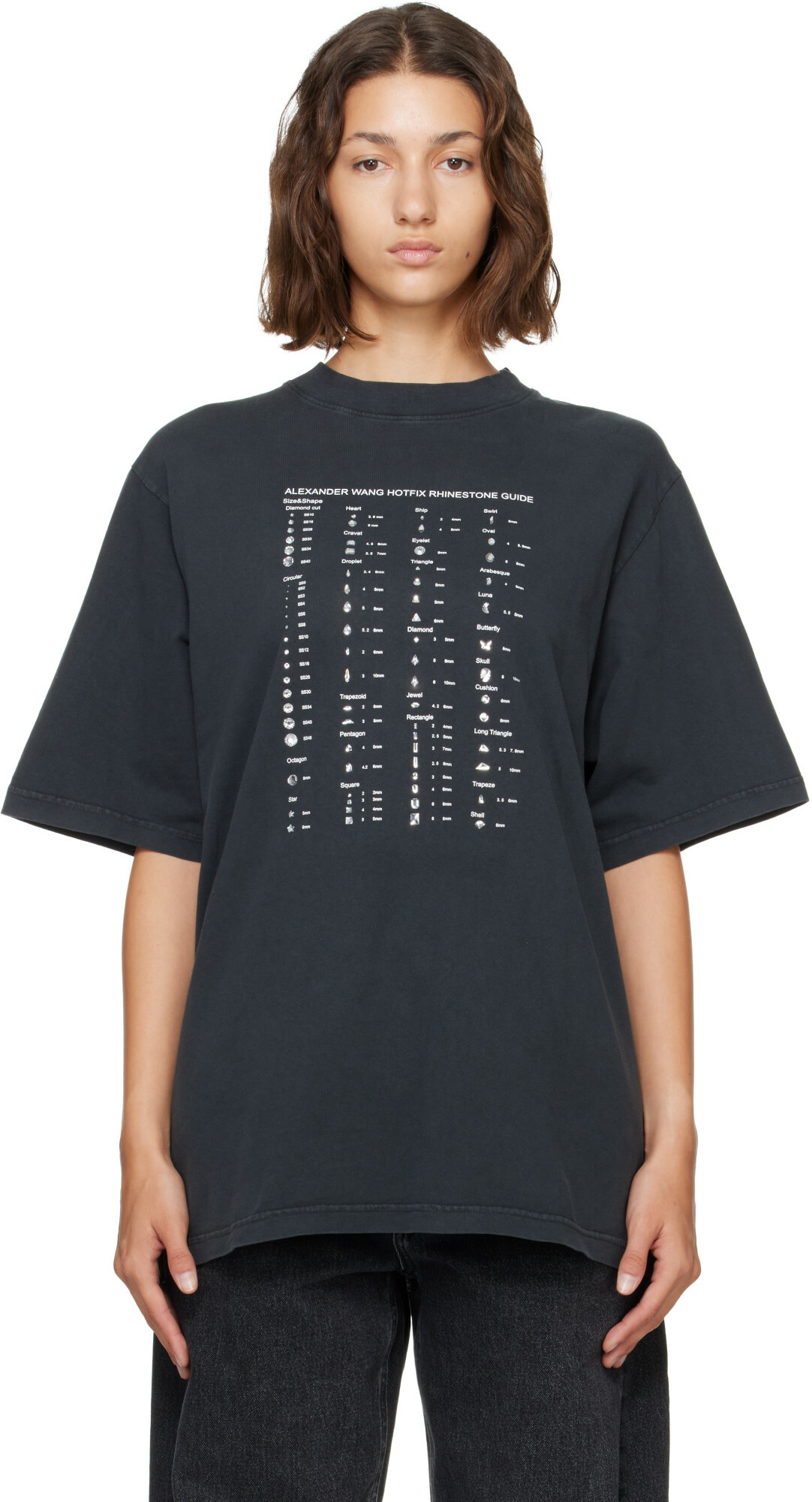 Alexander Wang Women's Embossed Logo Rib Knit T-Shirt in Blue