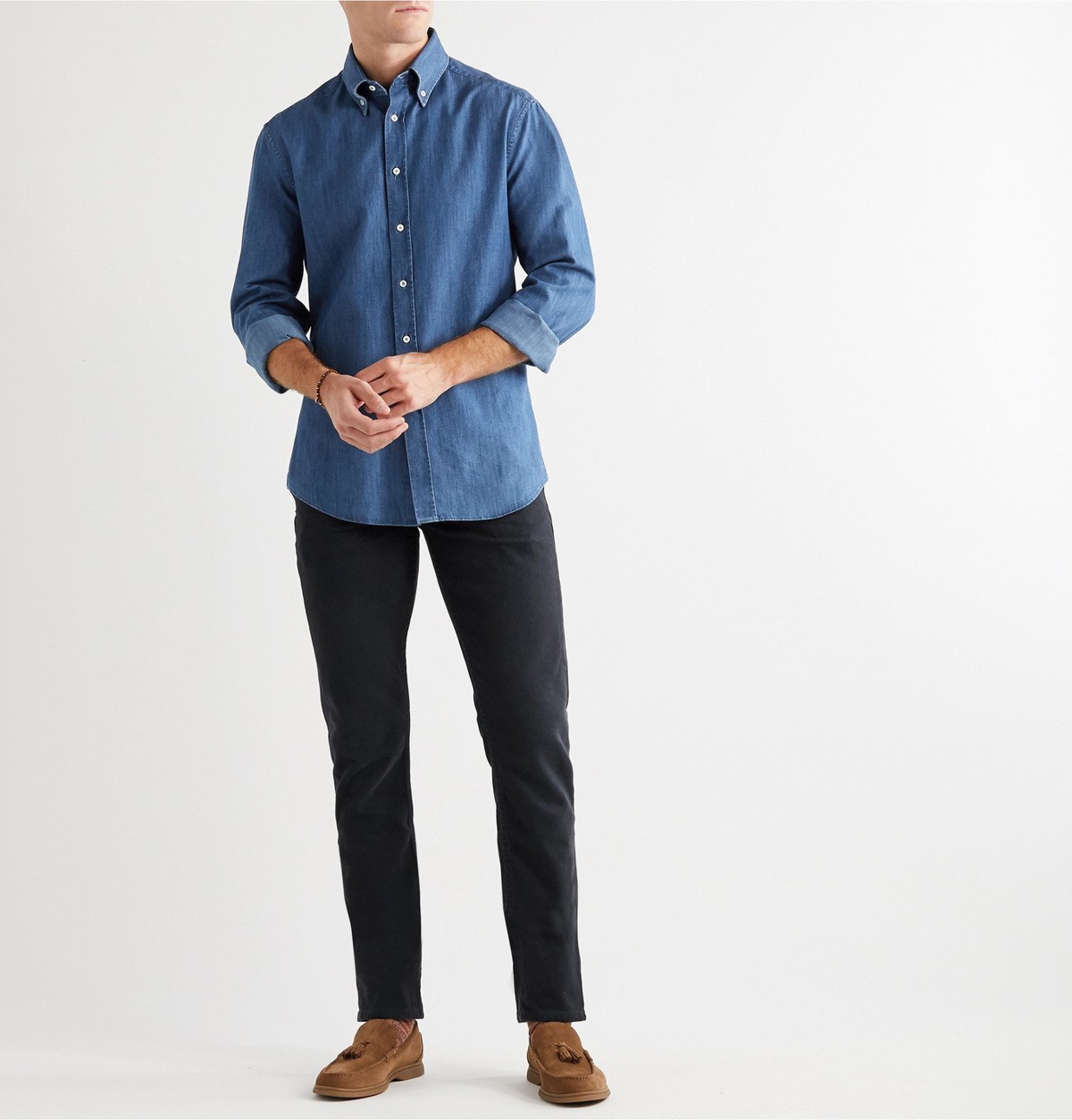 Brunello Cucinelli - Slim-Fit Button-Down Collar Denim Shirt - Blue ...