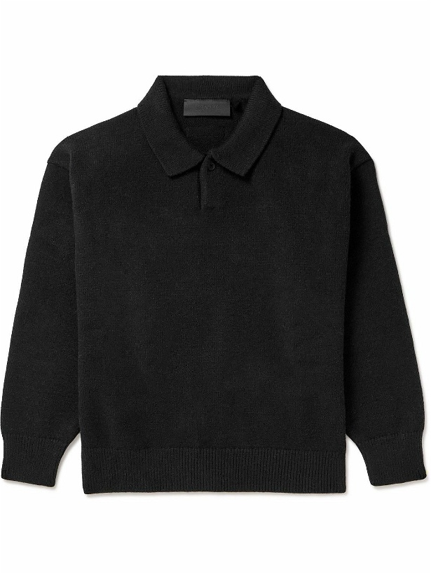 Photo: Fear of God Essentials Kids - Oversized Knitted Polo Sweater - Black