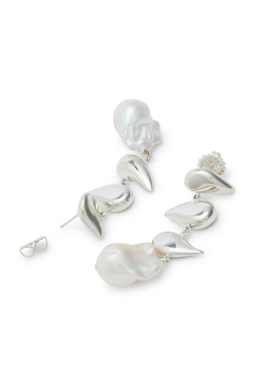 Agmes Flora Pearl-embellished Sterling Silver Drop Earrings - One Size