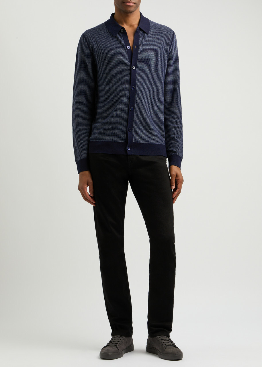 Paul Smith Textured Wool Cardigan Navy