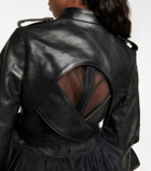 Noir Kei Ninomiya - Cropped cutout leather jacket