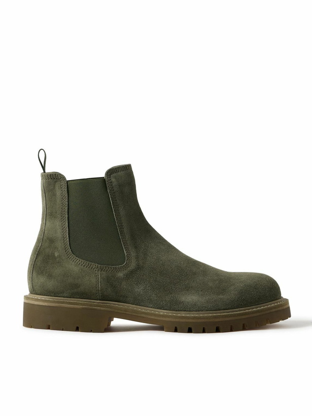 Photo: Officine Creative - Boss 004 Suede Chelsea Boots - Green