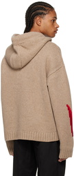 JW Anderson Taupe & Red Gothic Chunky Hoodie